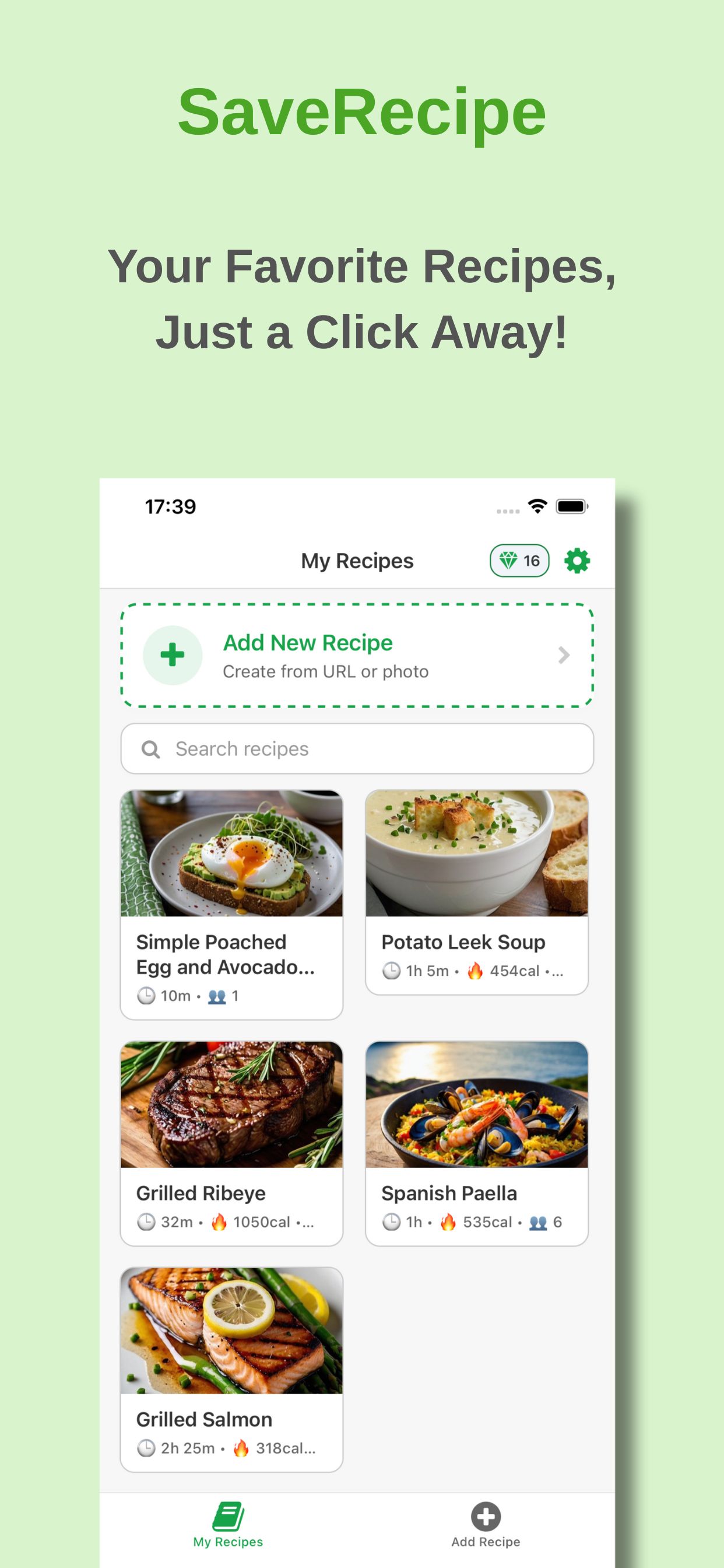 SaveRecipe recipe library with saved meals