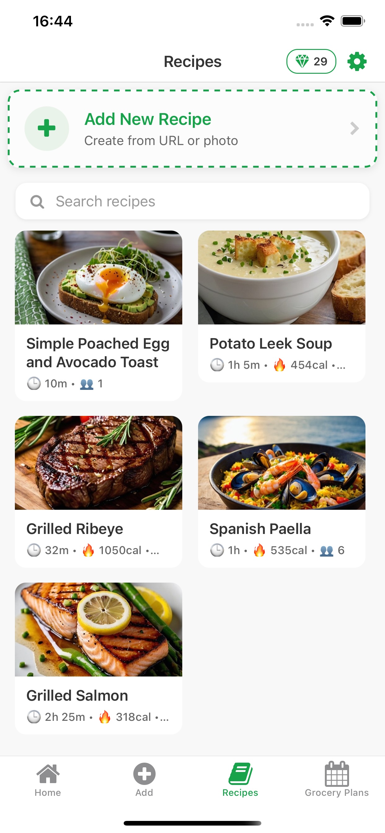 SaveRecipe recipe library screen